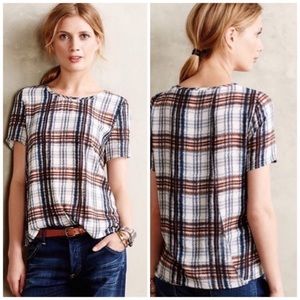 Anthropologie Maeve Plaid Draped Top Small